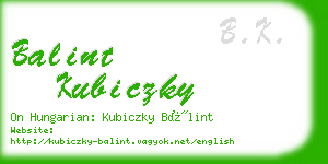 balint kubiczky business card